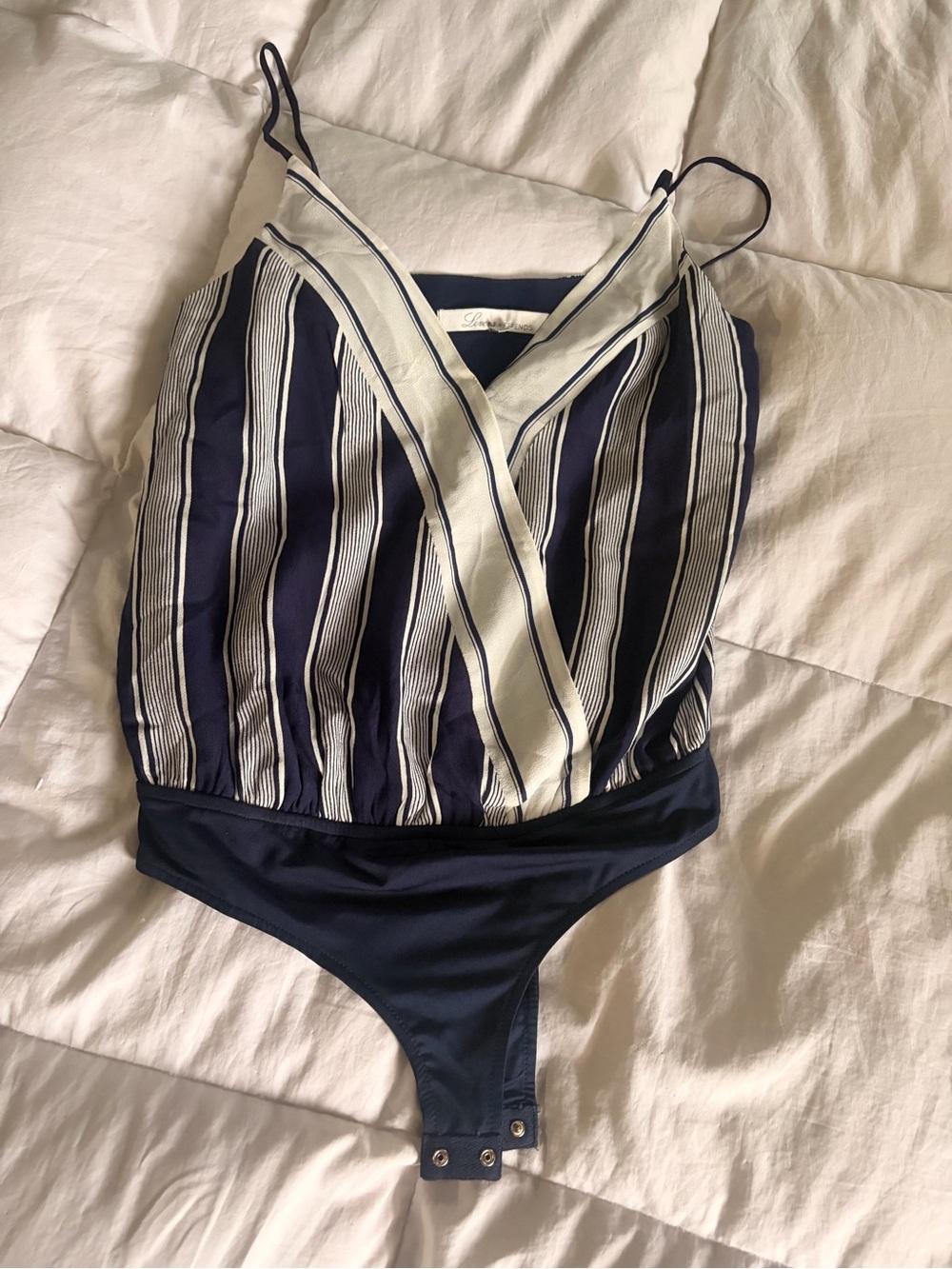 Lovers + Friends Navy and Cream Striped Kids One-Piece